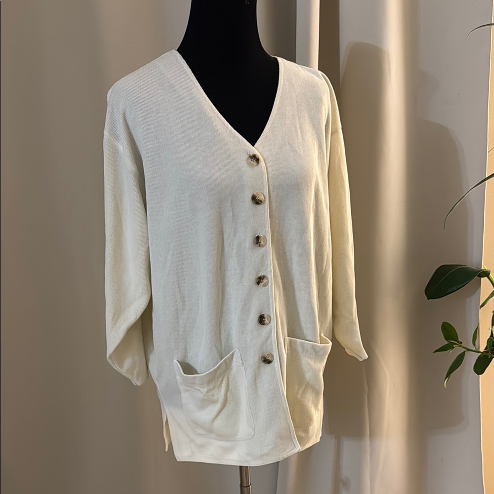 Cream Button-Up Cardigan